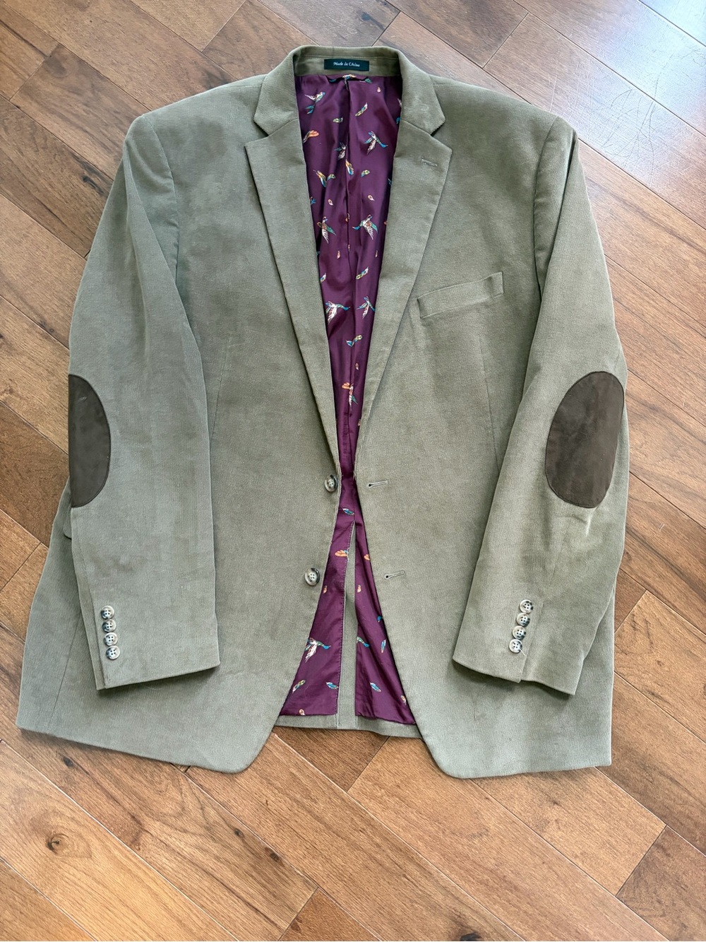 Lauren Ralph Lauren Tan Corduroy Blazer Elbow Patches Duck Lining 48L